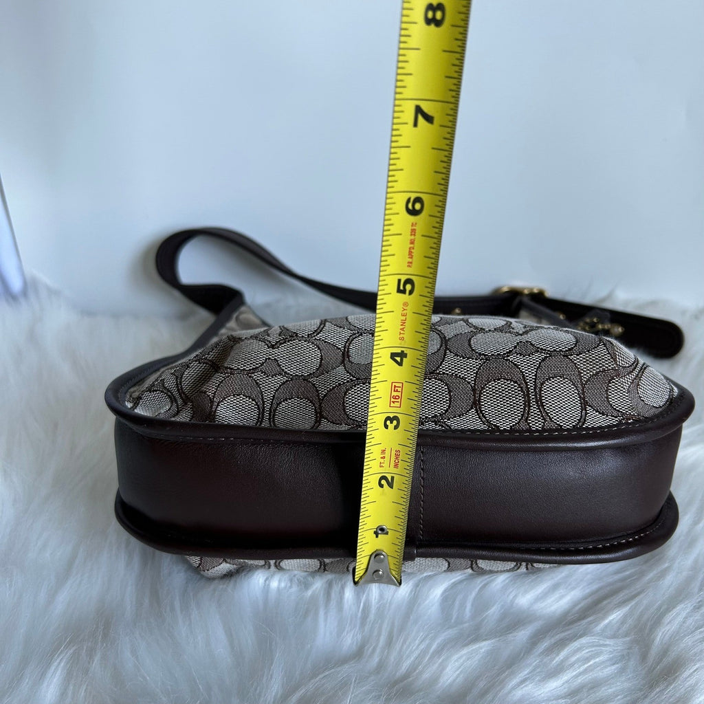 Coach Ergo Brown Signature Jacquard Leather Shoulder Bag C2588 Good