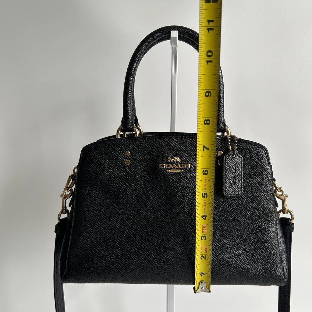 Coach Mini Lillie Carryall Black Crossgrain Leather Satchel Excellent