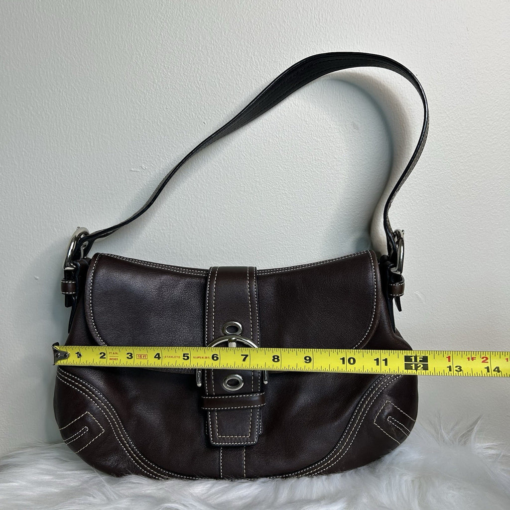 Coach Soho Buckle Flap Dark Brown Leather Shoulder Bag F10192 Good