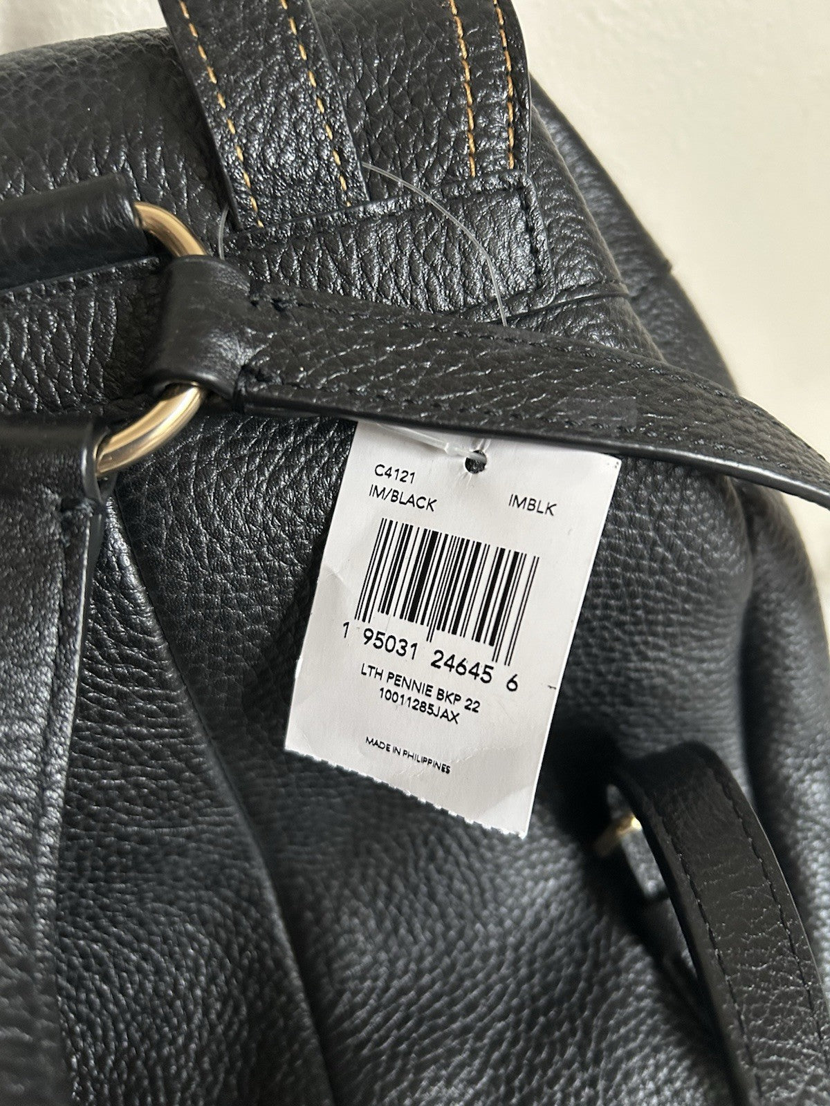 Coach Pennie 22 Black Pebbled Leather Backpack NWT C4121