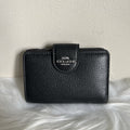Coach Medium Corner Zip Black Pebbled Leather Wallet Excellent