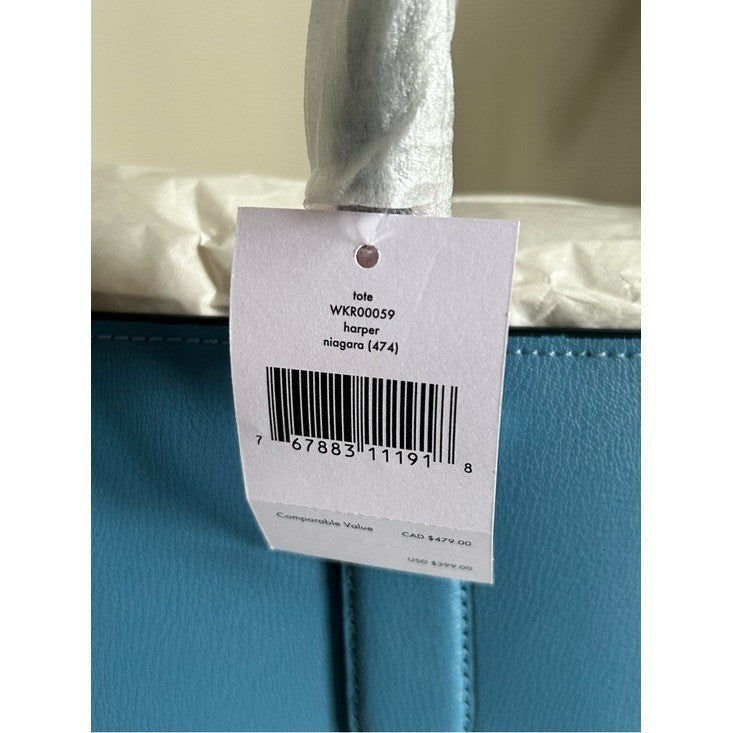 Kate Spade Harper Niagara Blue Pebbled Leather Tote Bag NEW