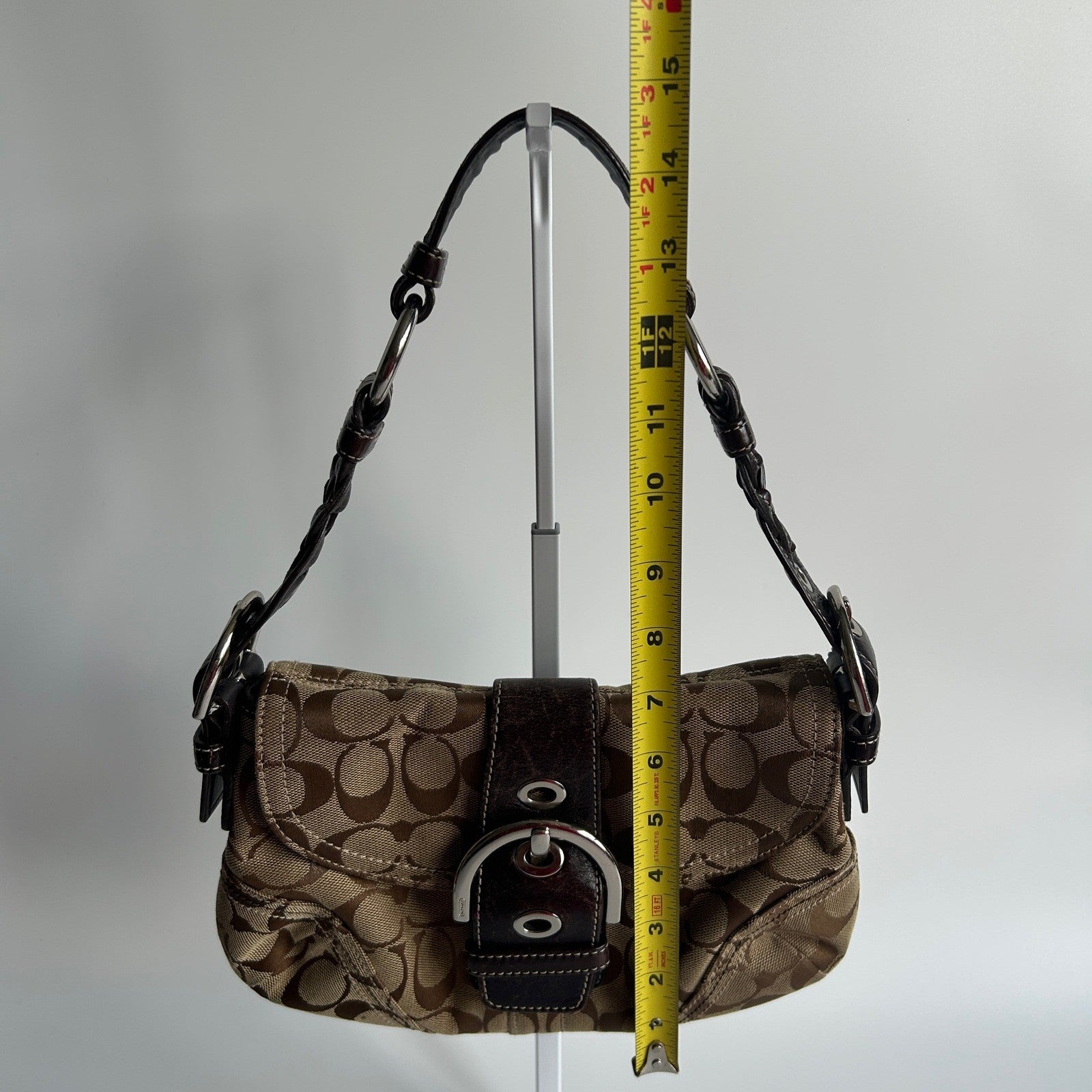 Coach Soho Signature Brown Canvas Leather Shoulder Bag 6314 Good