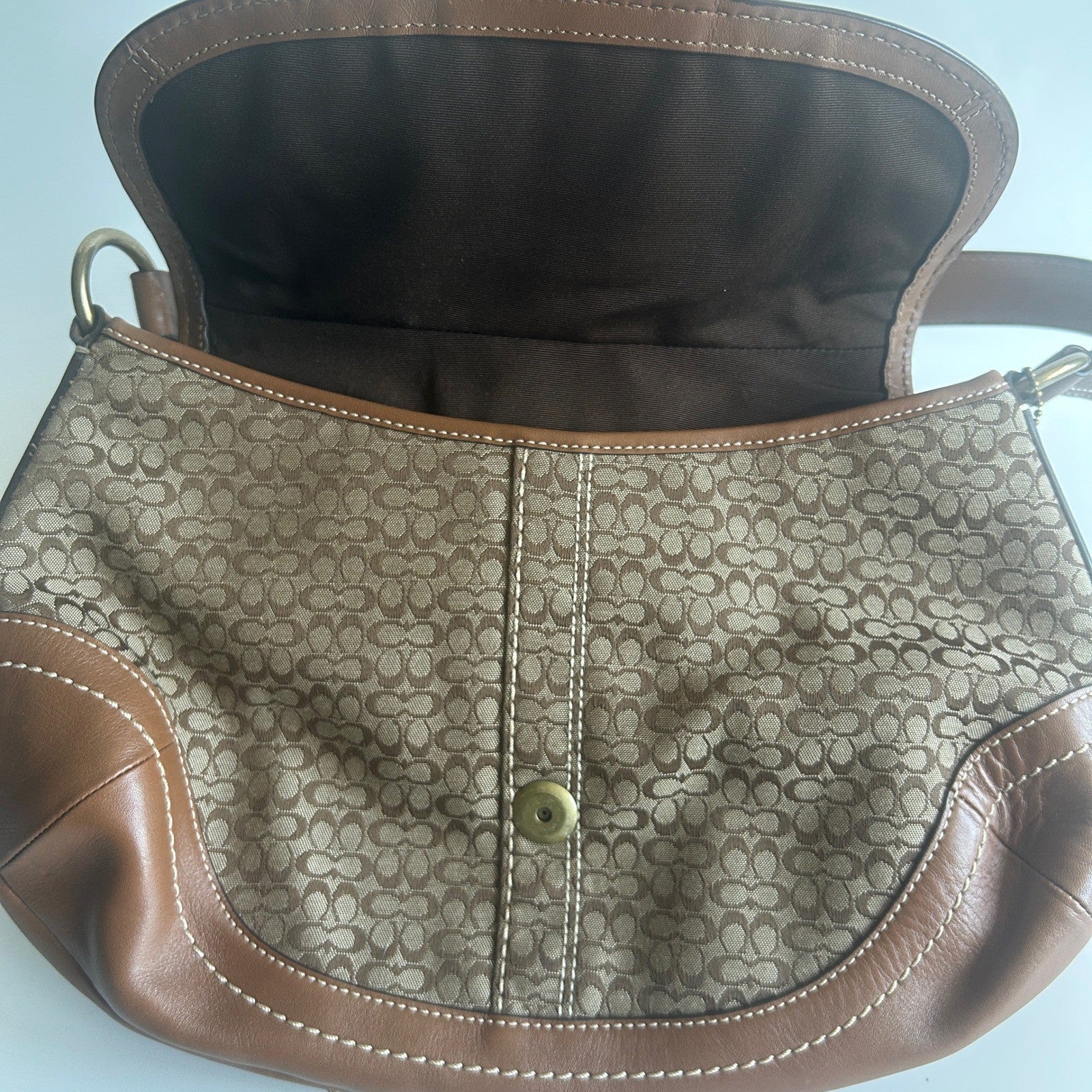 Coach Soho Signature Southwest Brown Canvas Leather Hobo Bag F11517 Excellent