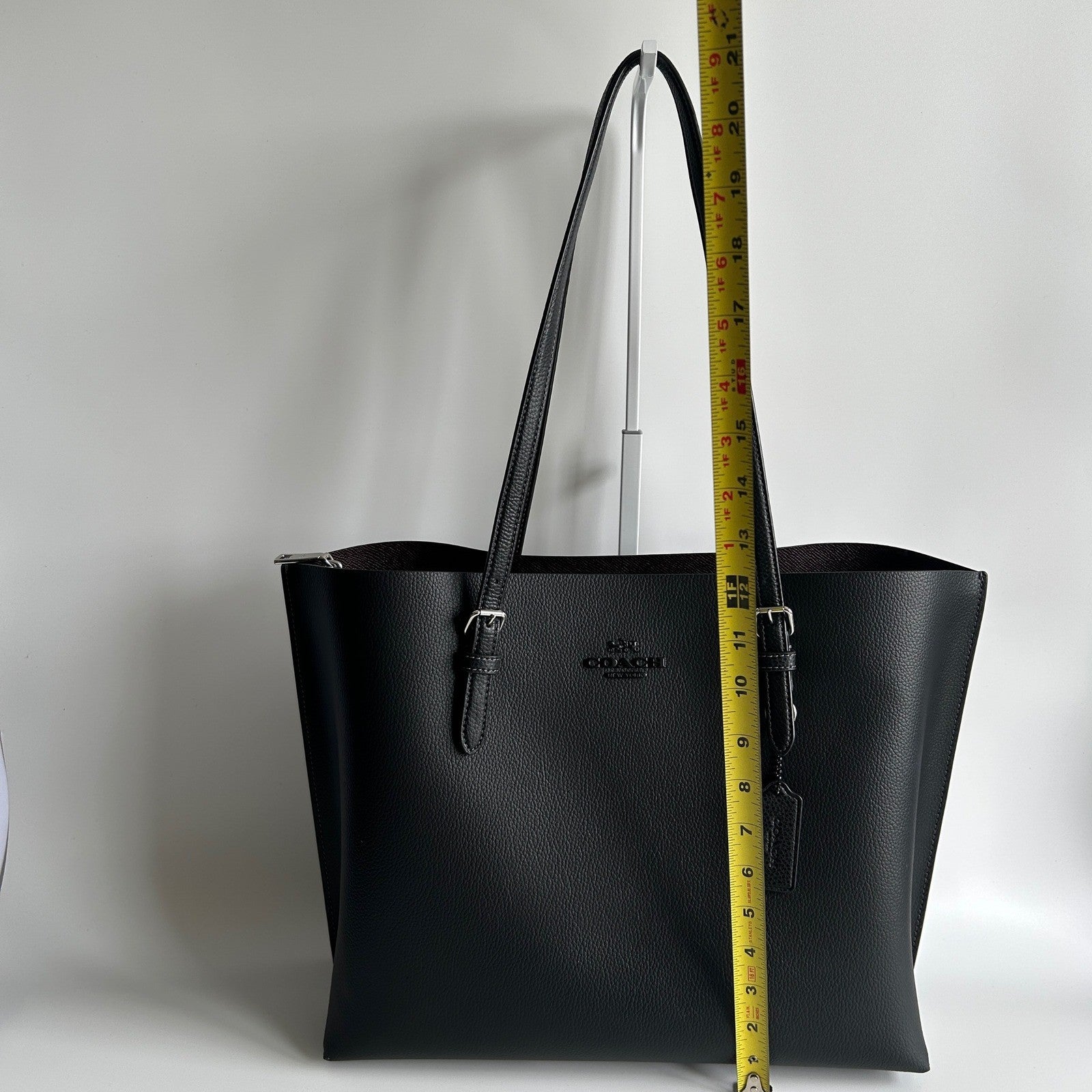 Coach Mollie Tote Black Pebbled Leather Shoulder Bag 1671 Excellent