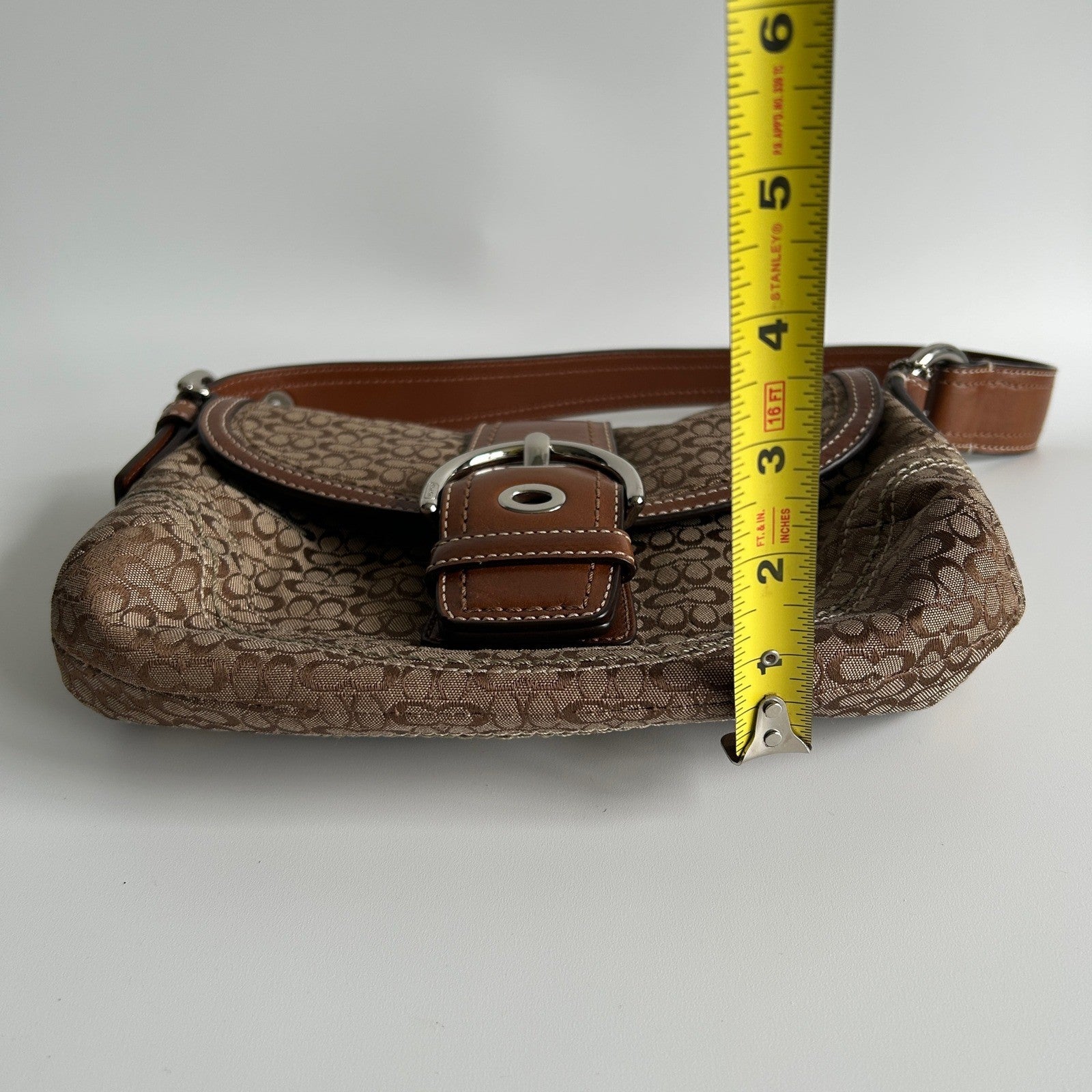 Coach Soho Signature Brown Canvas Leather Shoulder Bag EXCELLENT