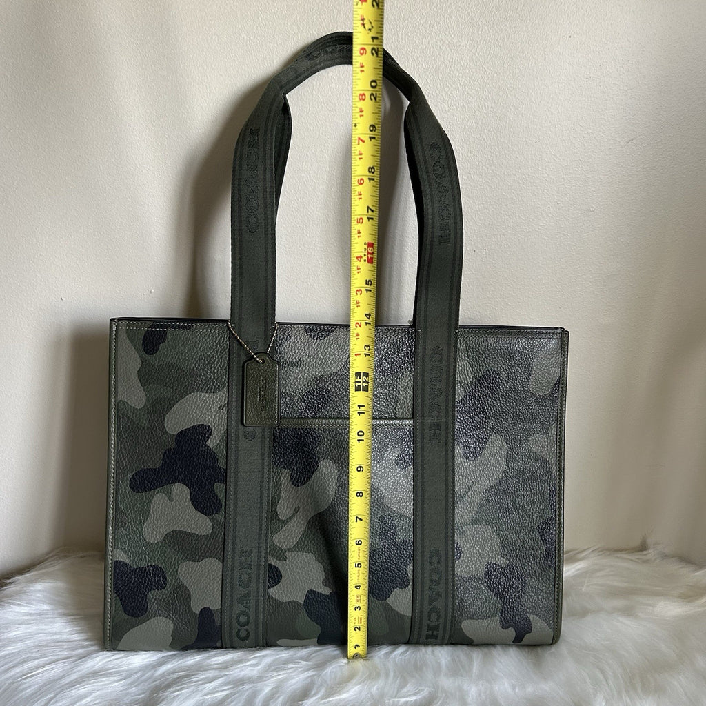 Coach Smith Tote Dark Cypress Camo Pebbled Leather Large Bag NWT