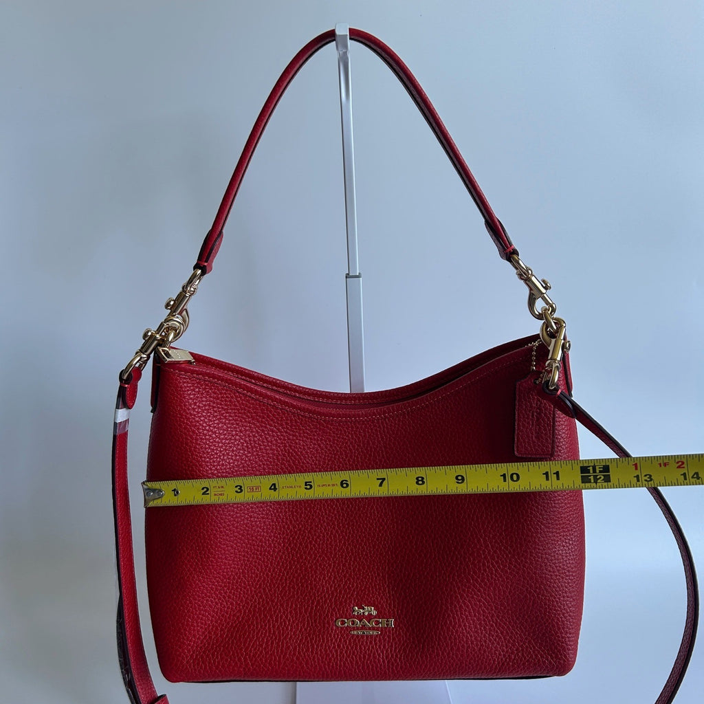 Coach Laurel Red Pebbled Leather Shoulder Bag CR148 Excellent