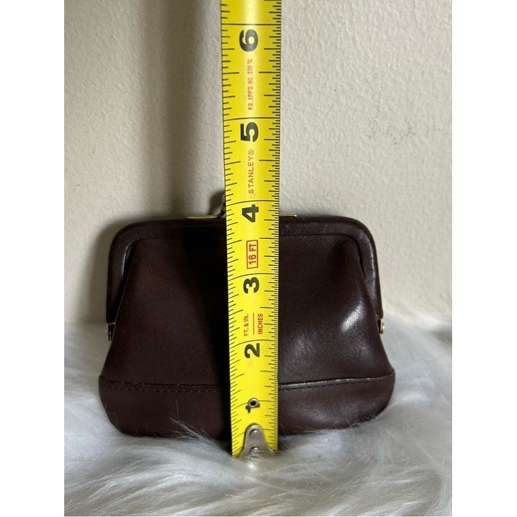 Coach Vintage Mahogany Leather Kisslock Coin Purse 7165 Good