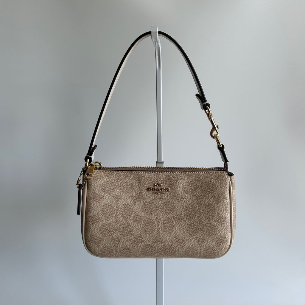 Coach Nolita 19 Light Khaki Chalk Signature Canvas Shoulder Bag Excellent