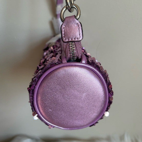 Coach Sequin Nolita Barrel Bag Lilac Metallic Leather Shoulder Bag NWT CQ589