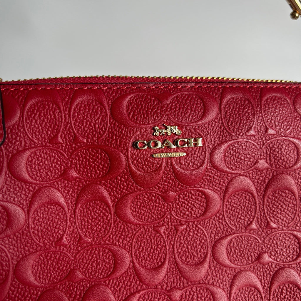 Coach Nolita 19 Red Signature Leather Wristlet Shoulder Bag C7362 Excellent
