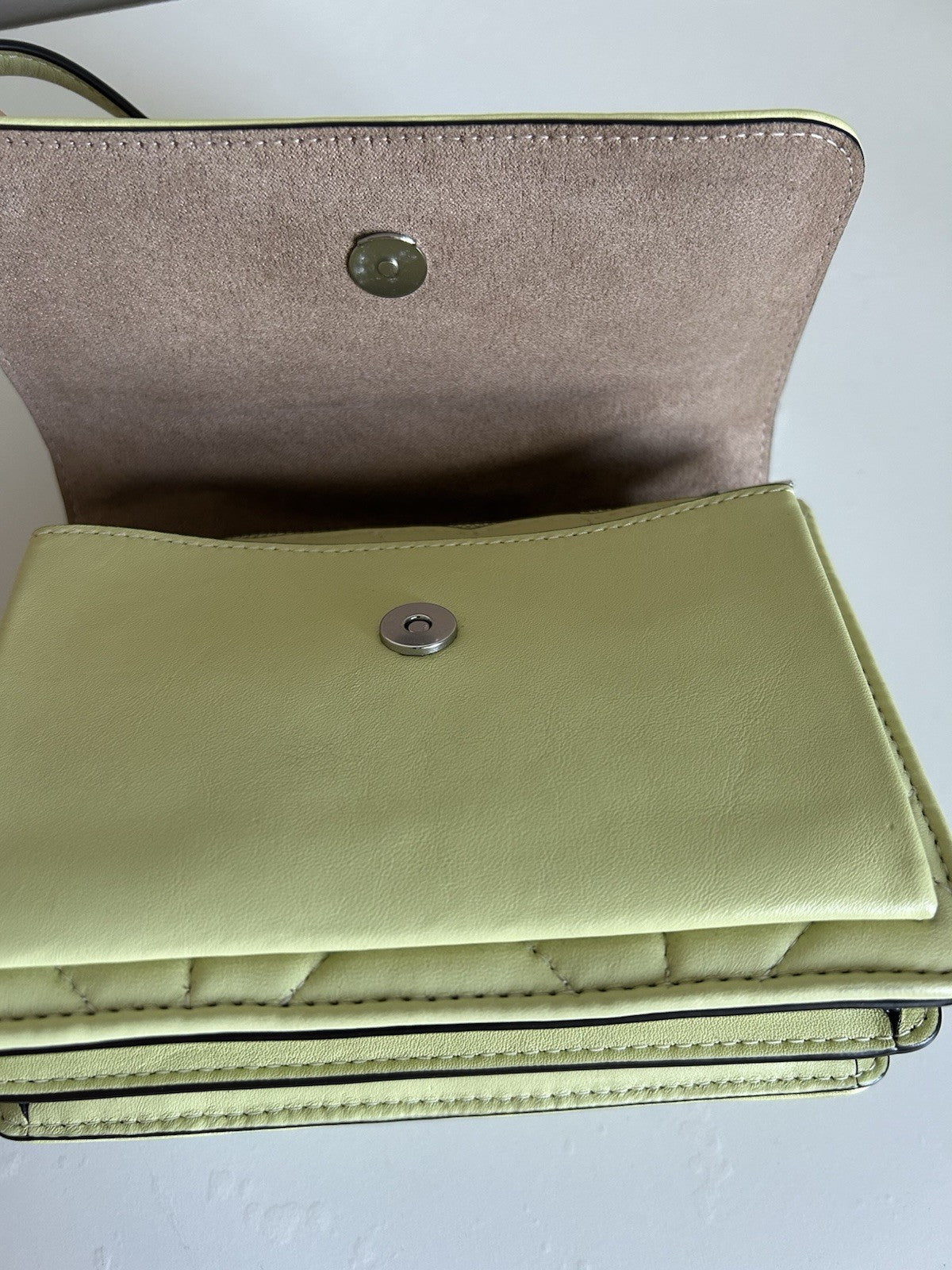 Coach Puffy Diamond Klare Pale Lime Leather Shoulder Bag NEW