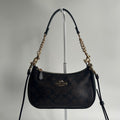 Coach Teri Brown Signature Coated Canvas Leather Shoulder Bag Excellent