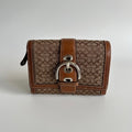 Coach Soho Signature Brown Canvas Leather Buckle Compact Wallet Excellent