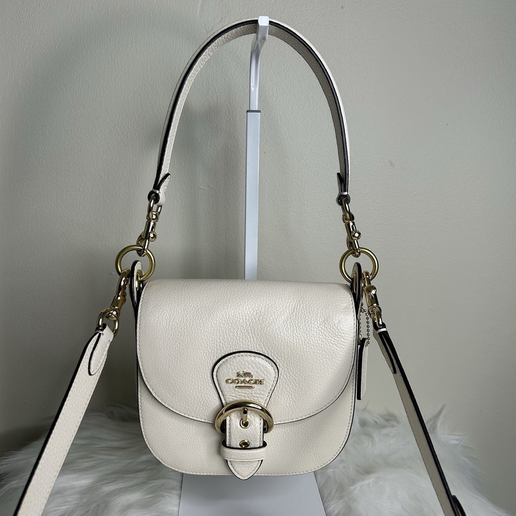 Coach Kleo 17 Chalk White Pebbled Leather Shoulder Bag Excellent