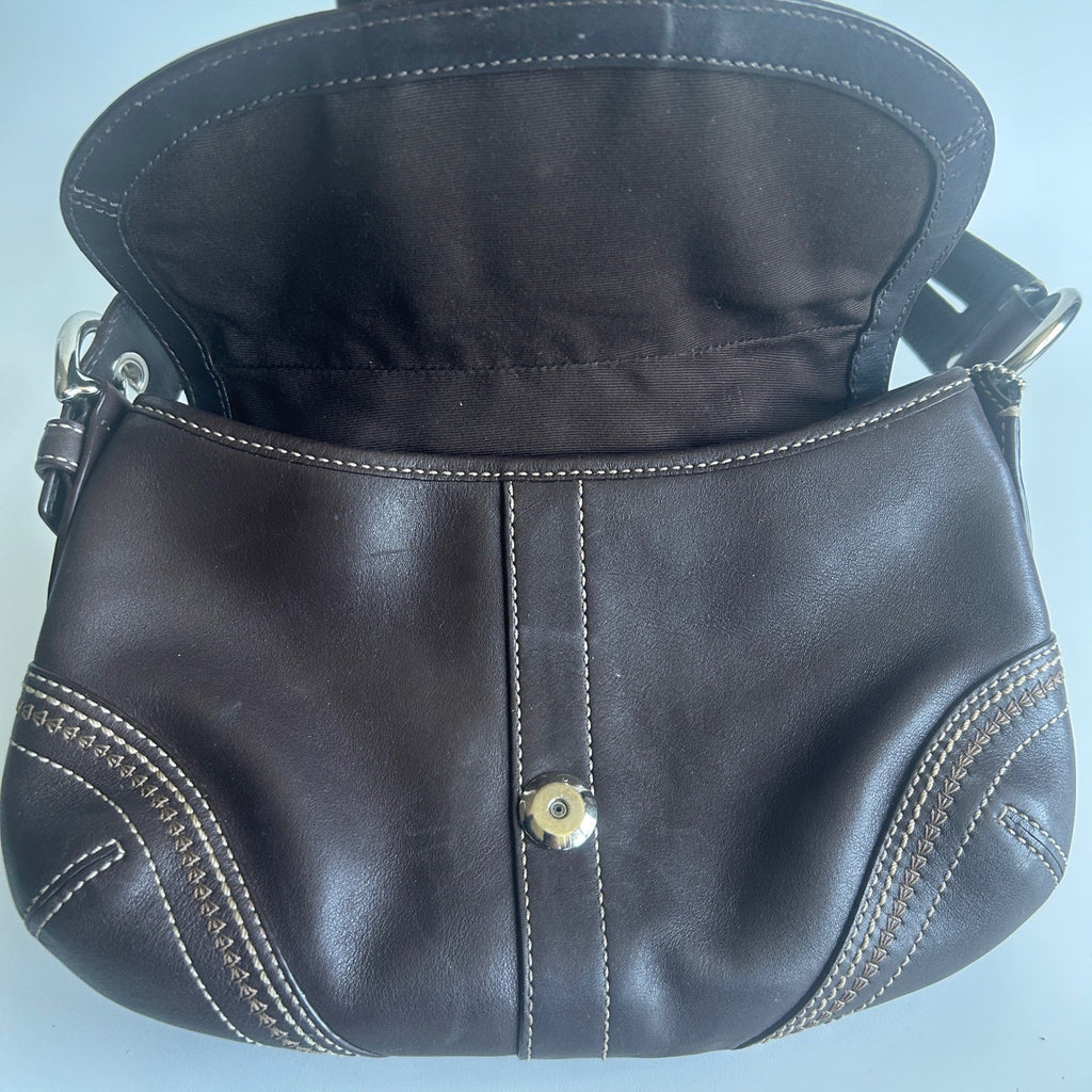 Coach Soho Chocolate Brown Pebbled Leather Shoulder Bag Excellent