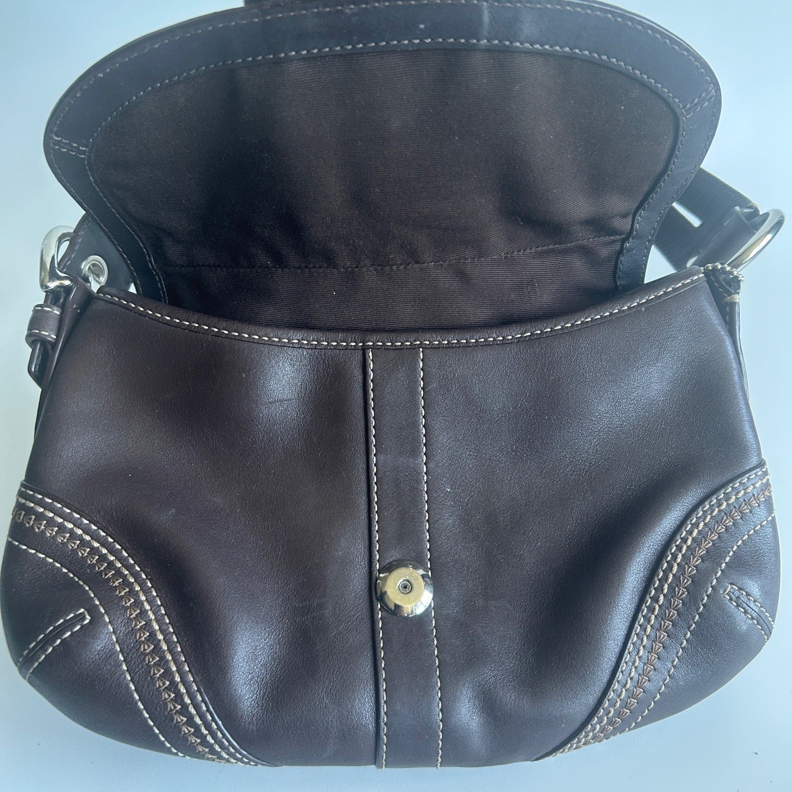 Coach Soho Chocolate Brown Pebbled Leather Shoulder Bag Excellent