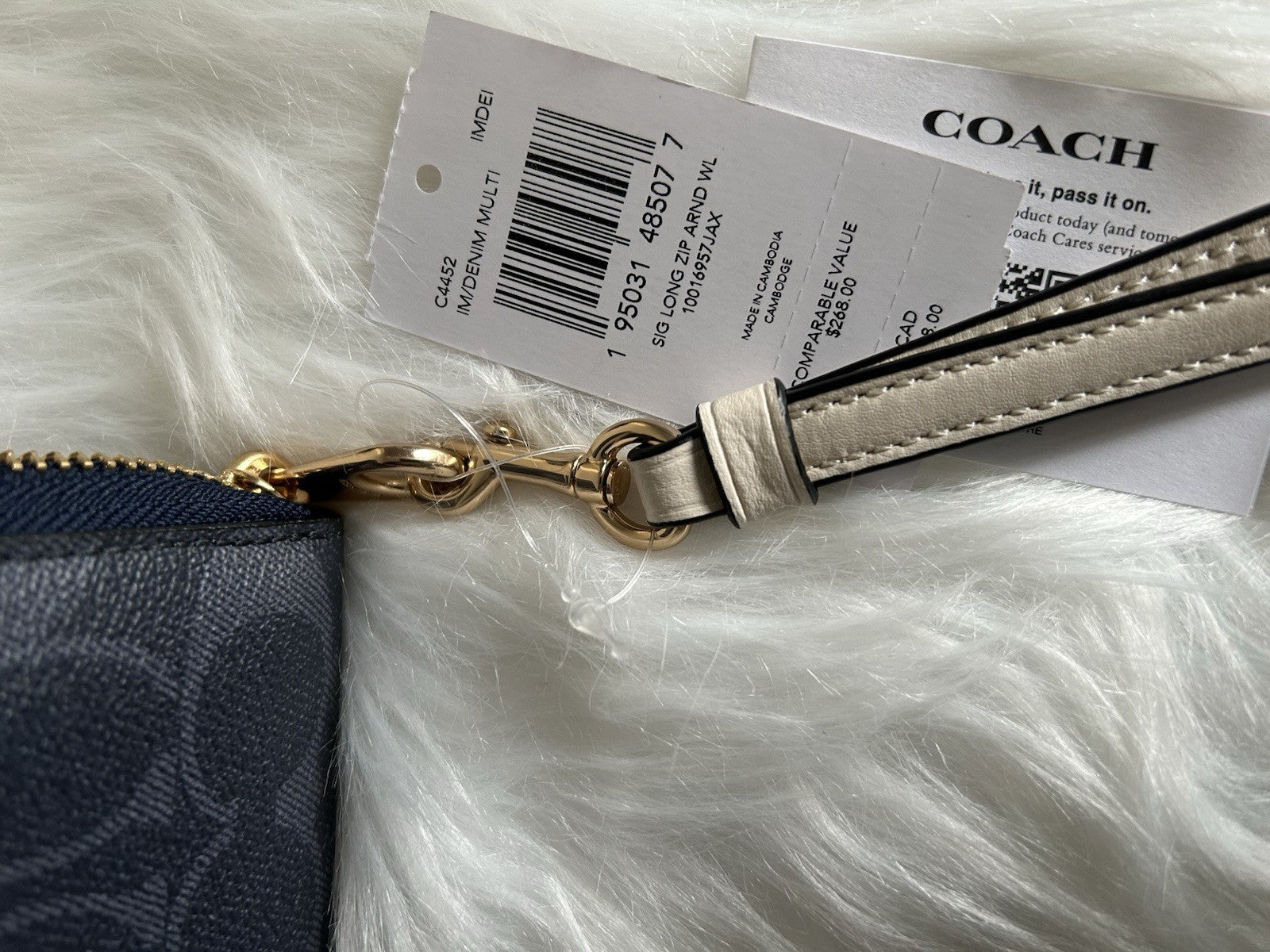 Coach Signature Long Zip Around Wallet Denim Multi Canvas New