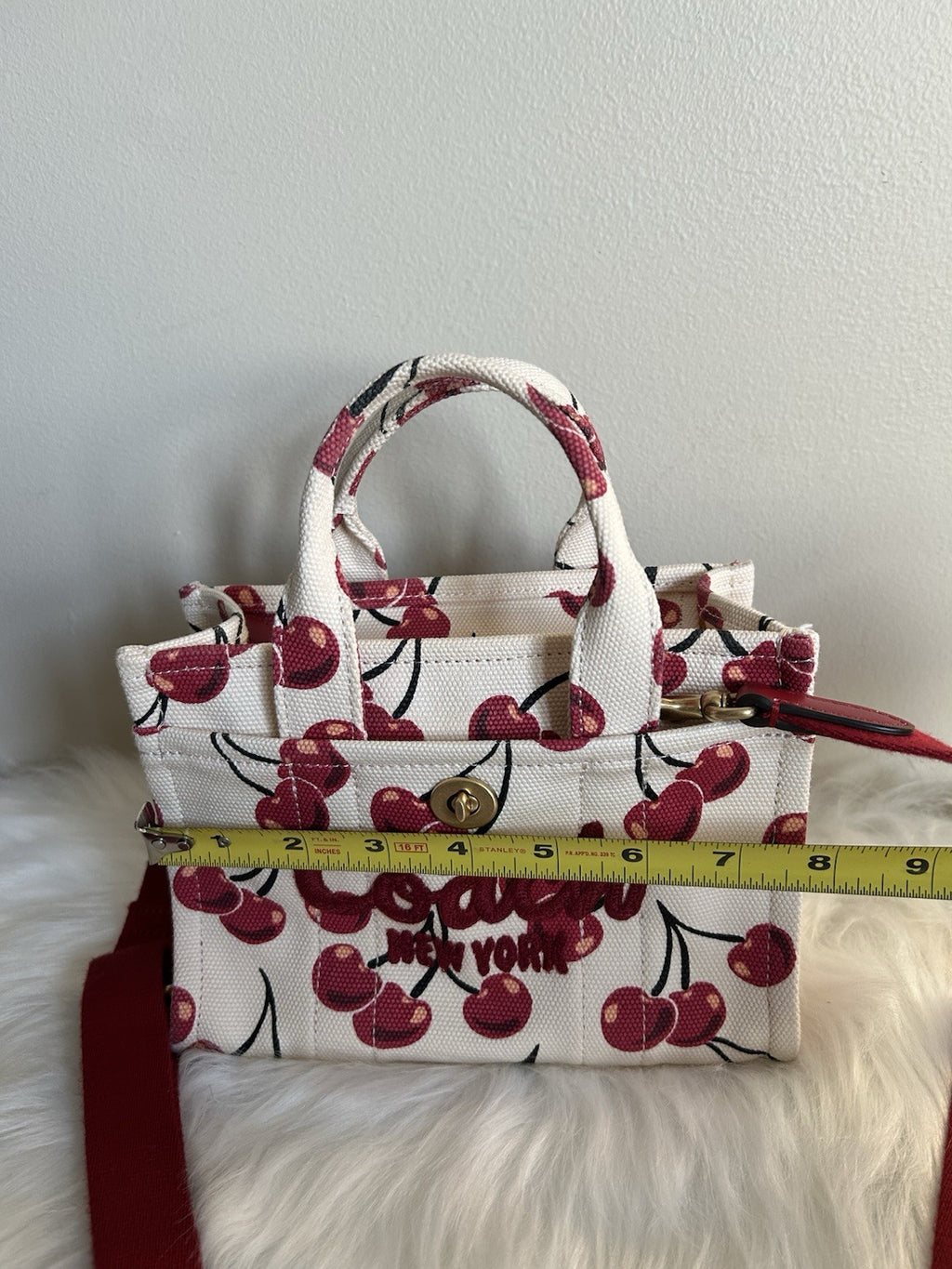 COACH Mini Cargo Tote Bag 20 Cherry Print