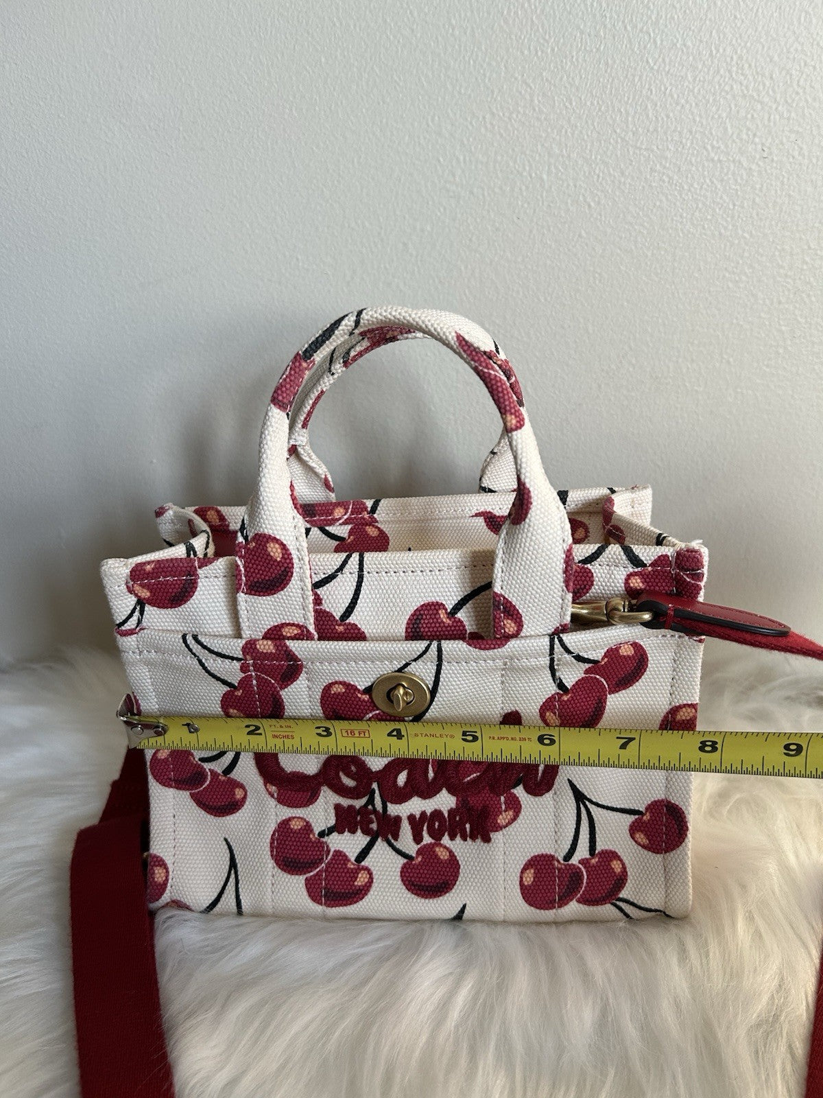 COACH Mini Cargo Tote Bag 20 Cherry Print