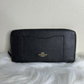 Coach Accordion Zip Wallet Black Crossgrain Leather F54007 NEW