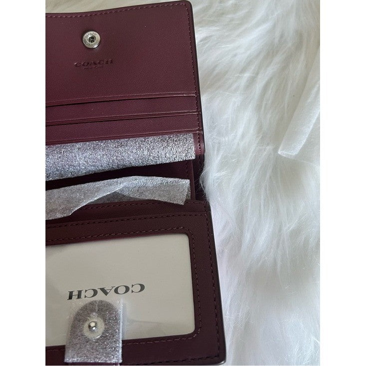 Coach Small Snap Wallet Metallic Lilac Pebbled Leather New