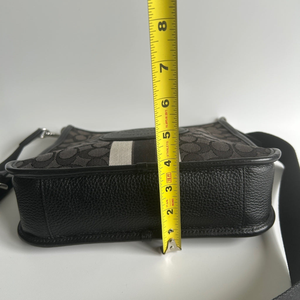 Coach Dempsey File Bag Black Charcoal Signature Jacquard Crossbody Excellent