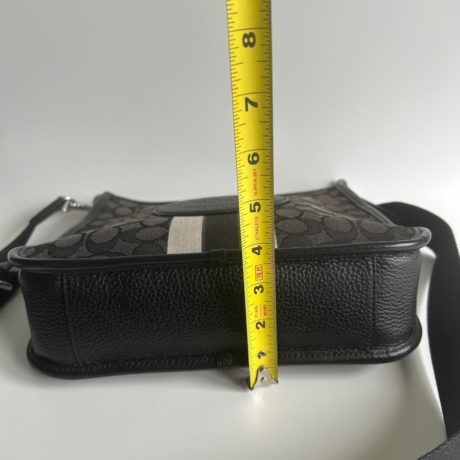 Coach Dempsey File Bag Black Charcoal Signature Jacquard Crossbody Excellent