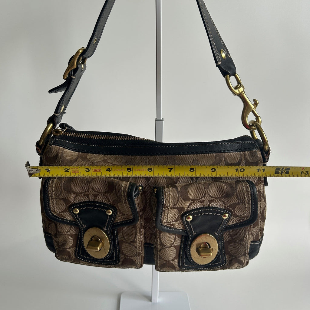 Coach Legacy Signature Brown Canvas Leather Shoulder Bag F12869 Fair