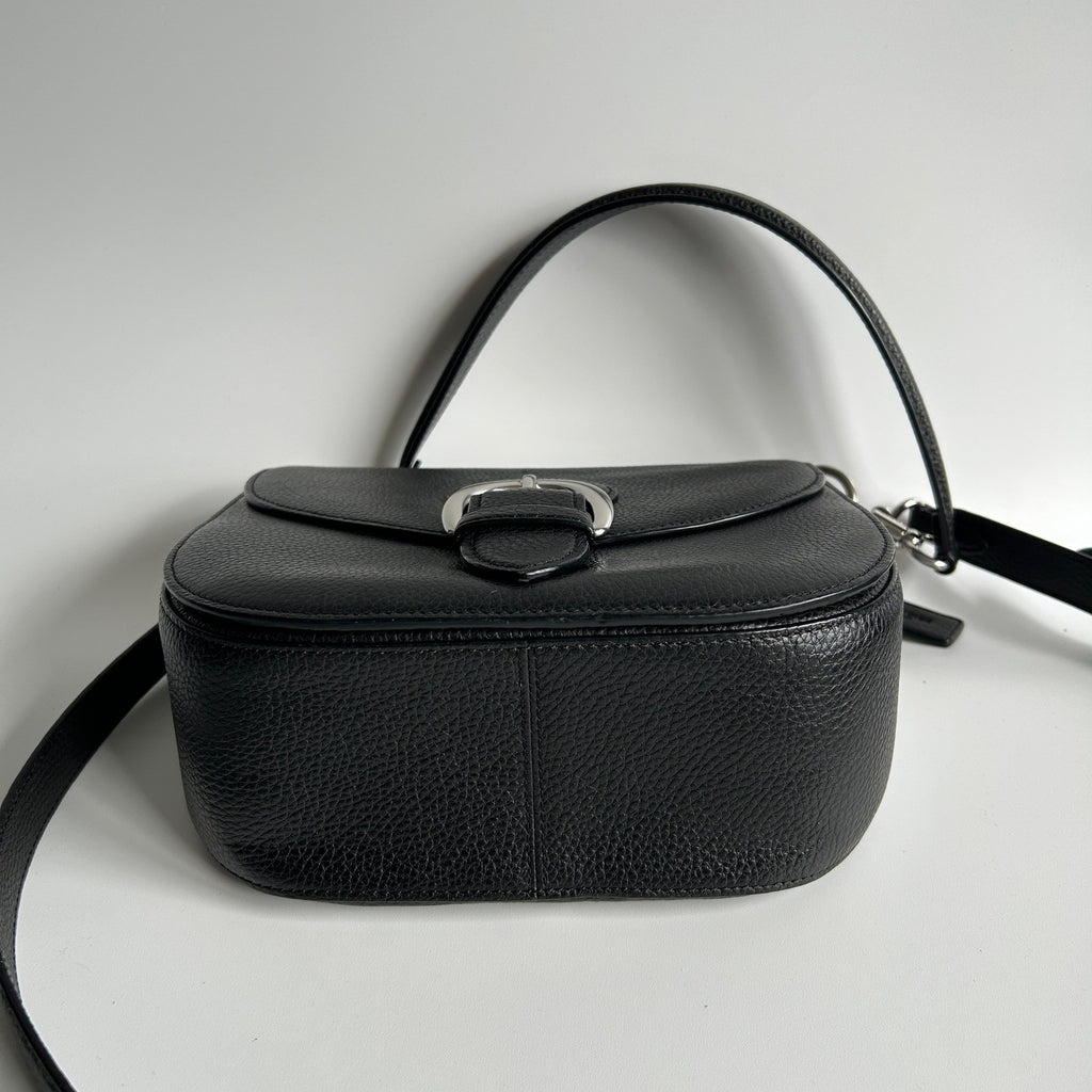 Coach Kleo Shoulder Bag 23 Black Pebbled Leather C5686 Excellent
