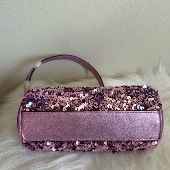 Coach Sequin Nolita Barrel Bag Lilac Metallic Leather Shoulder Bag NWT CQ589