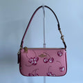 Coach Nolita 19 Pink Cherry Print Pebbled Leather Shoulder Bag Excellent