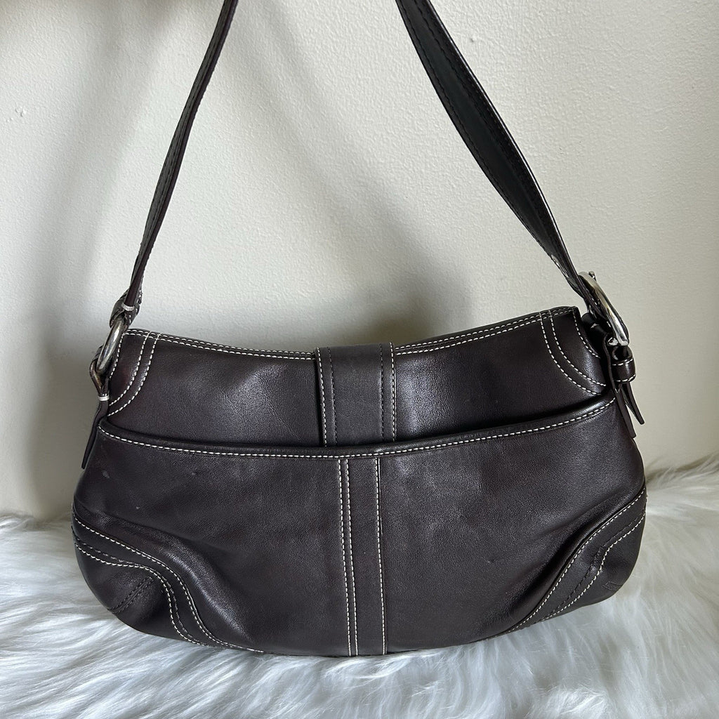 Coach Soho Flap Dark Brown Leather Shoulder Bag J0776-F10910 Excellent