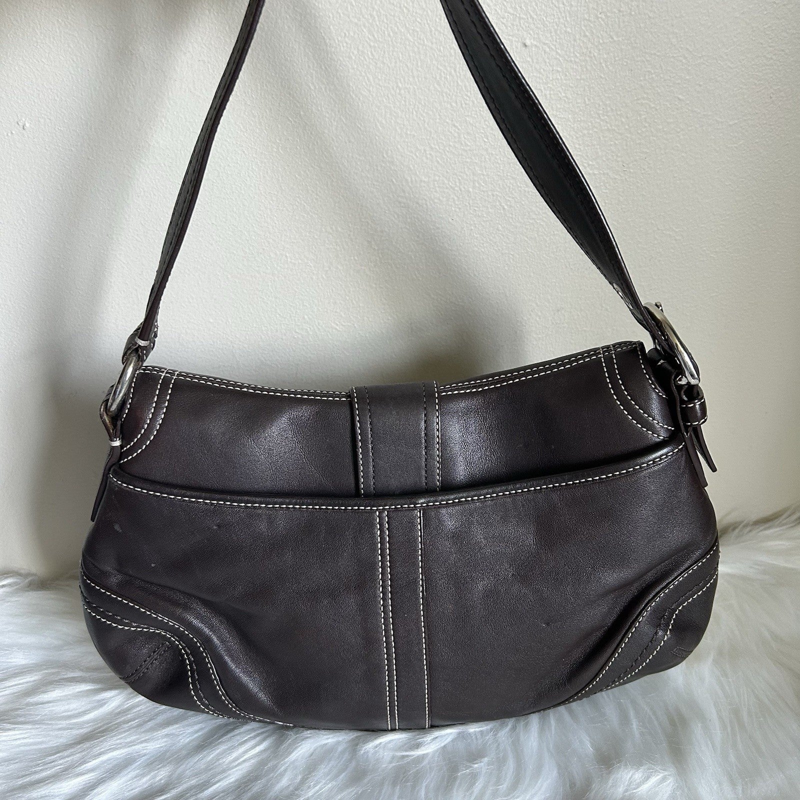 Coach Soho Flap Dark Brown Leather Shoulder Bag J0776-F10910 Excellent