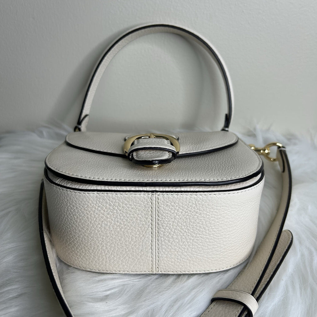 Coach Kleo 17 Chalk White Pebbled Leather Shoulder Bag Excellent