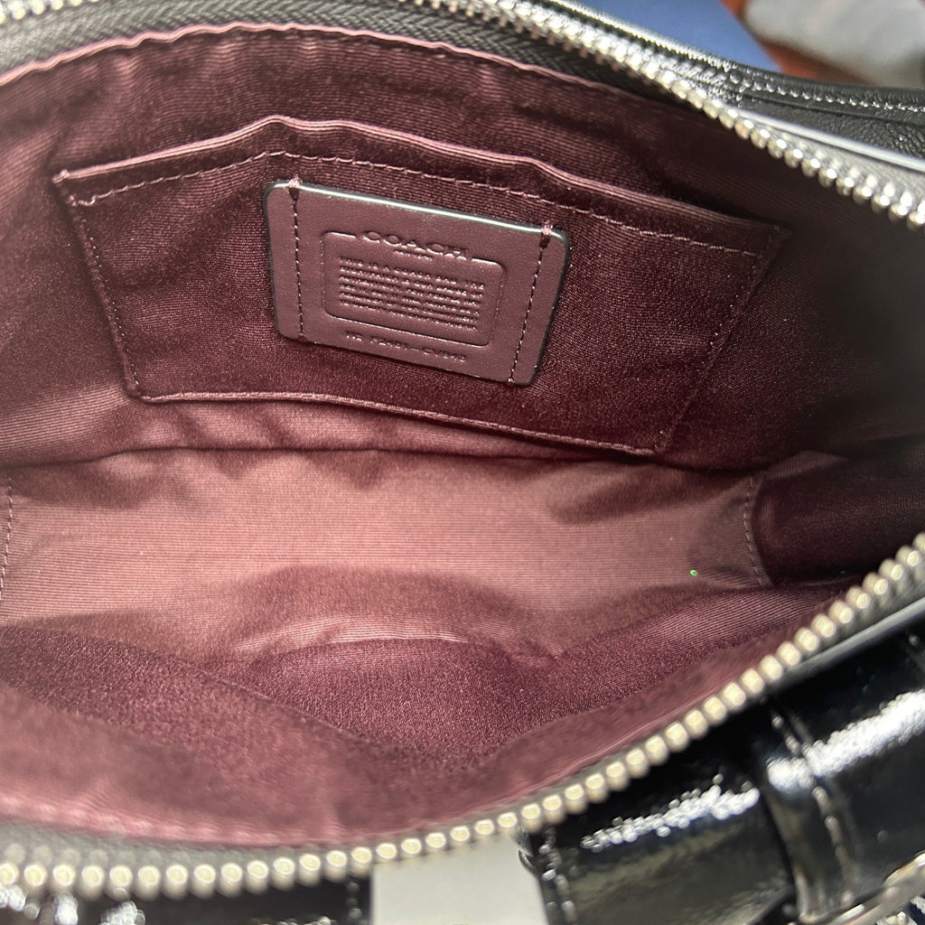 Coach Ashton Black Crinkle Patent Leather Shoulder Bag CV943 NWT