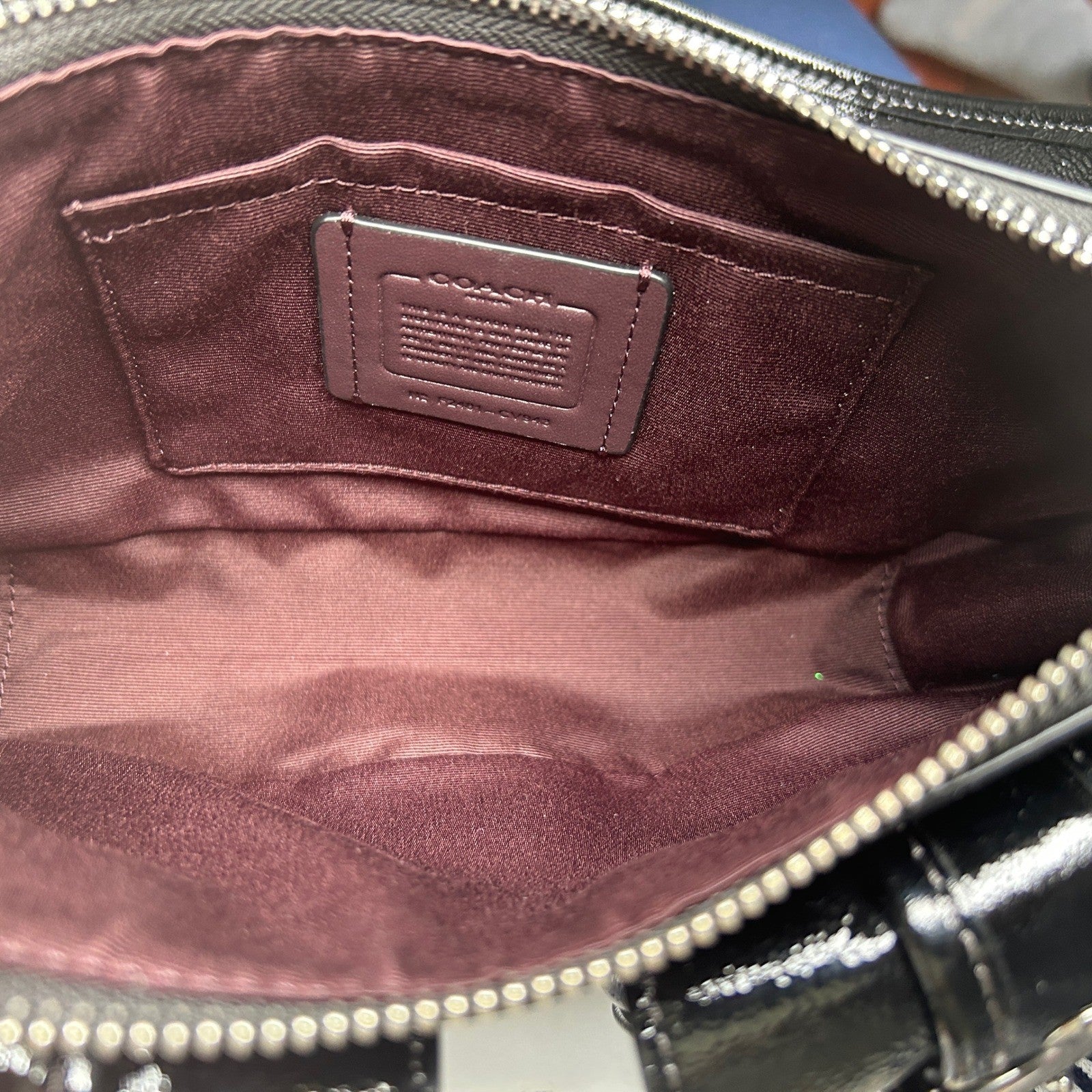 Coach Ashton Black Crinkle Patent Leather Shoulder Bag CV943 NWT