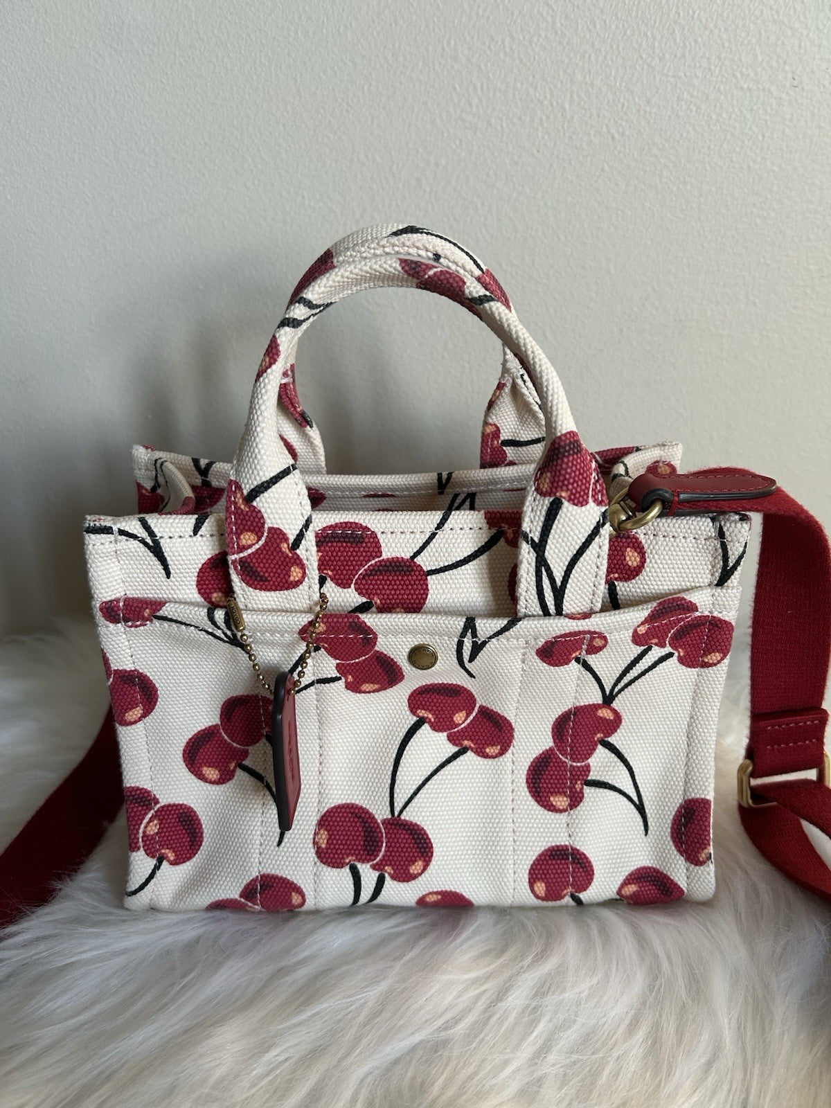 COACH Mini Cargo Tote Bag 20 Cherry Print