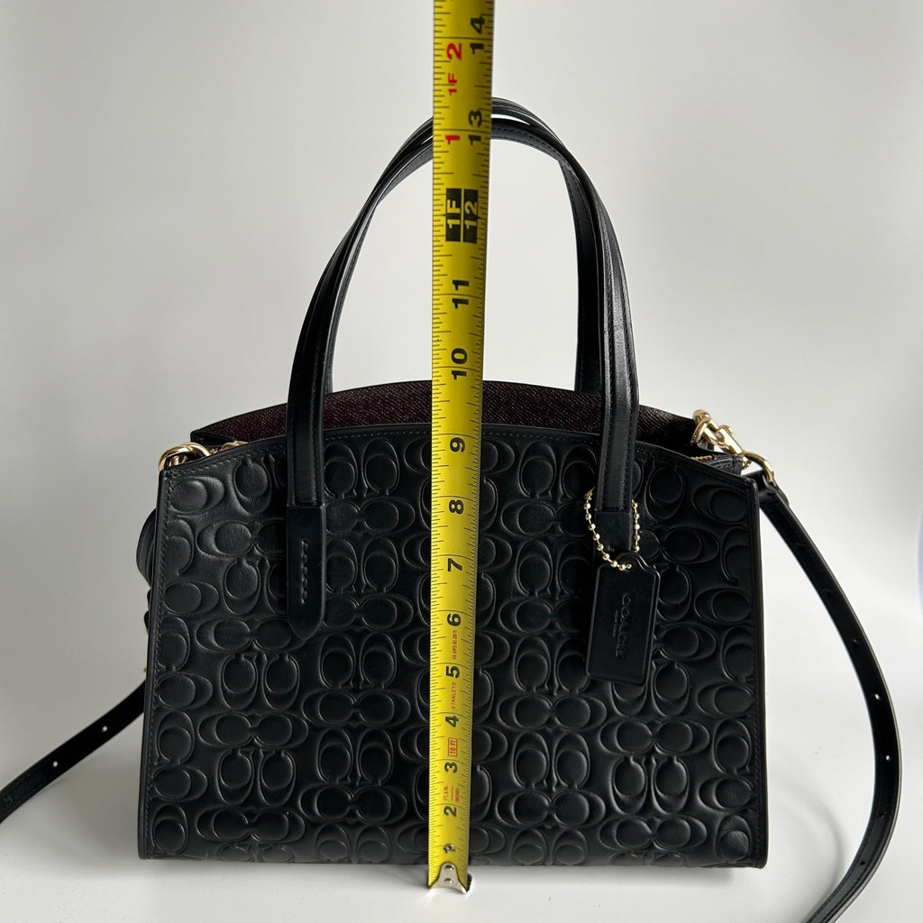 Coach Charlie Carryall 28 Black Signature Leather Satchel Bag 51665 Excellent