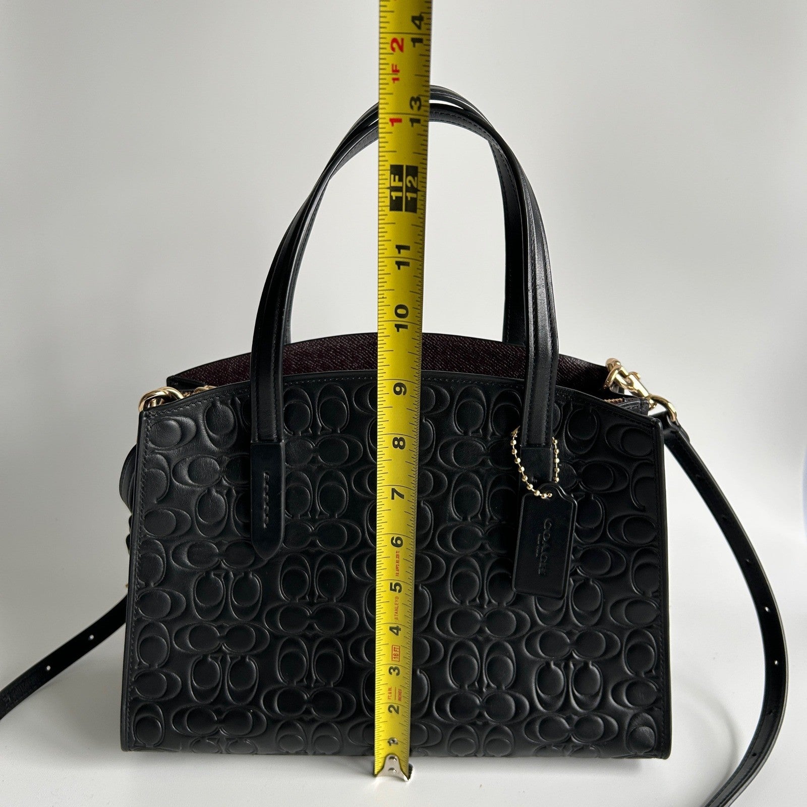 Coach Charlie Carryall 28 Black Signature Leather Satchel Bag 51665 Excellent