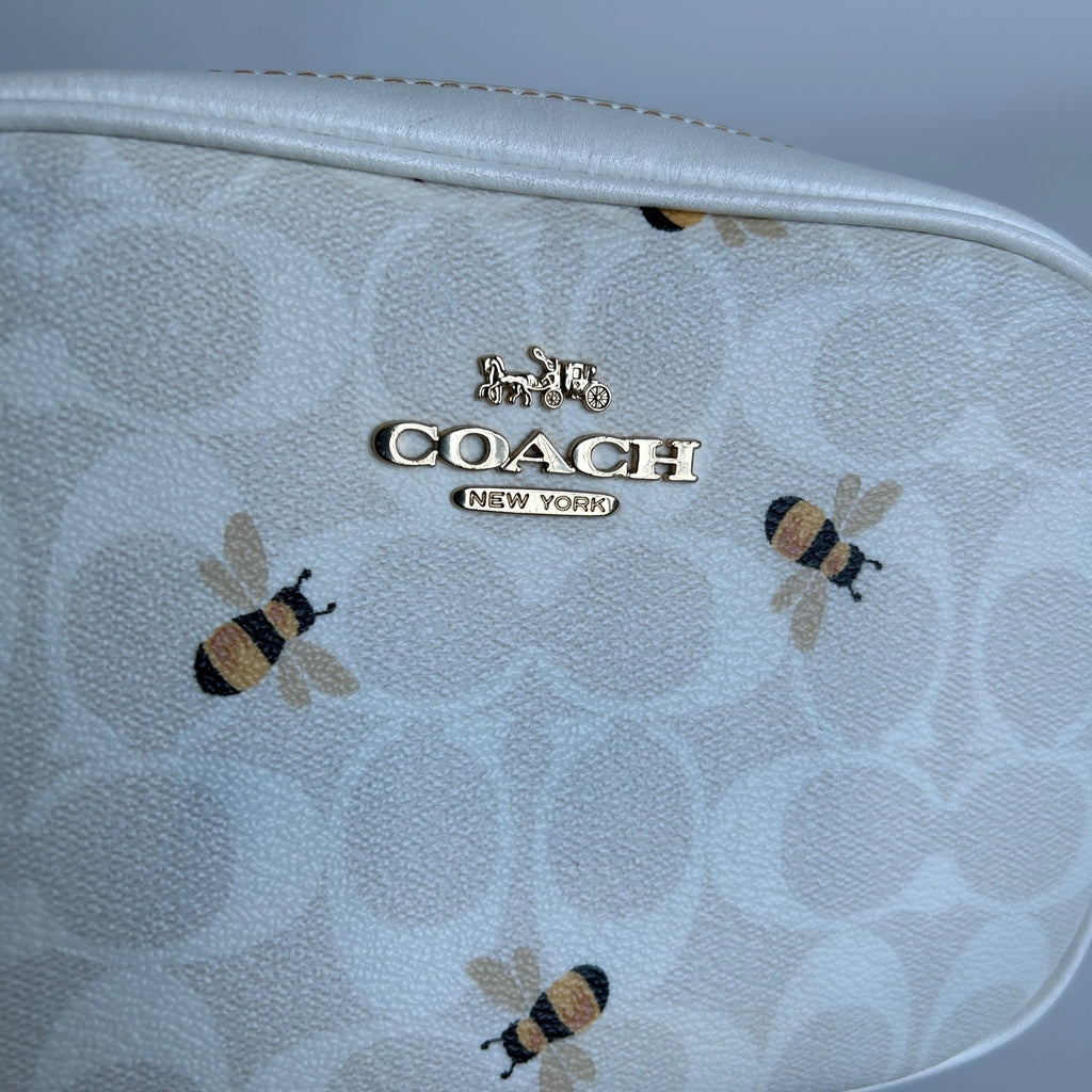 Coach Jamie Camera Bag Chalk White Bee Signature Canvas Leather Crossbody Good