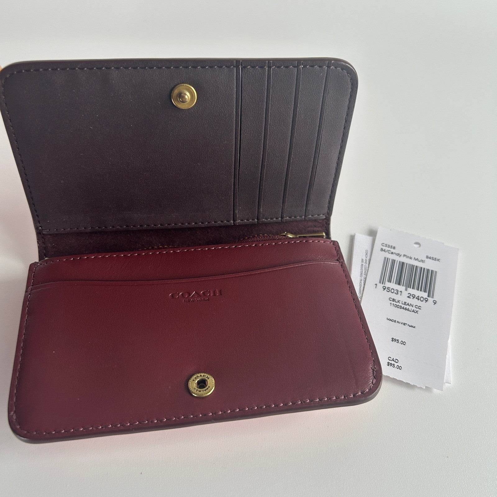 Coach Wyn Small Wallet Candy Pink Multi Leather Colorblock C5358 NEW