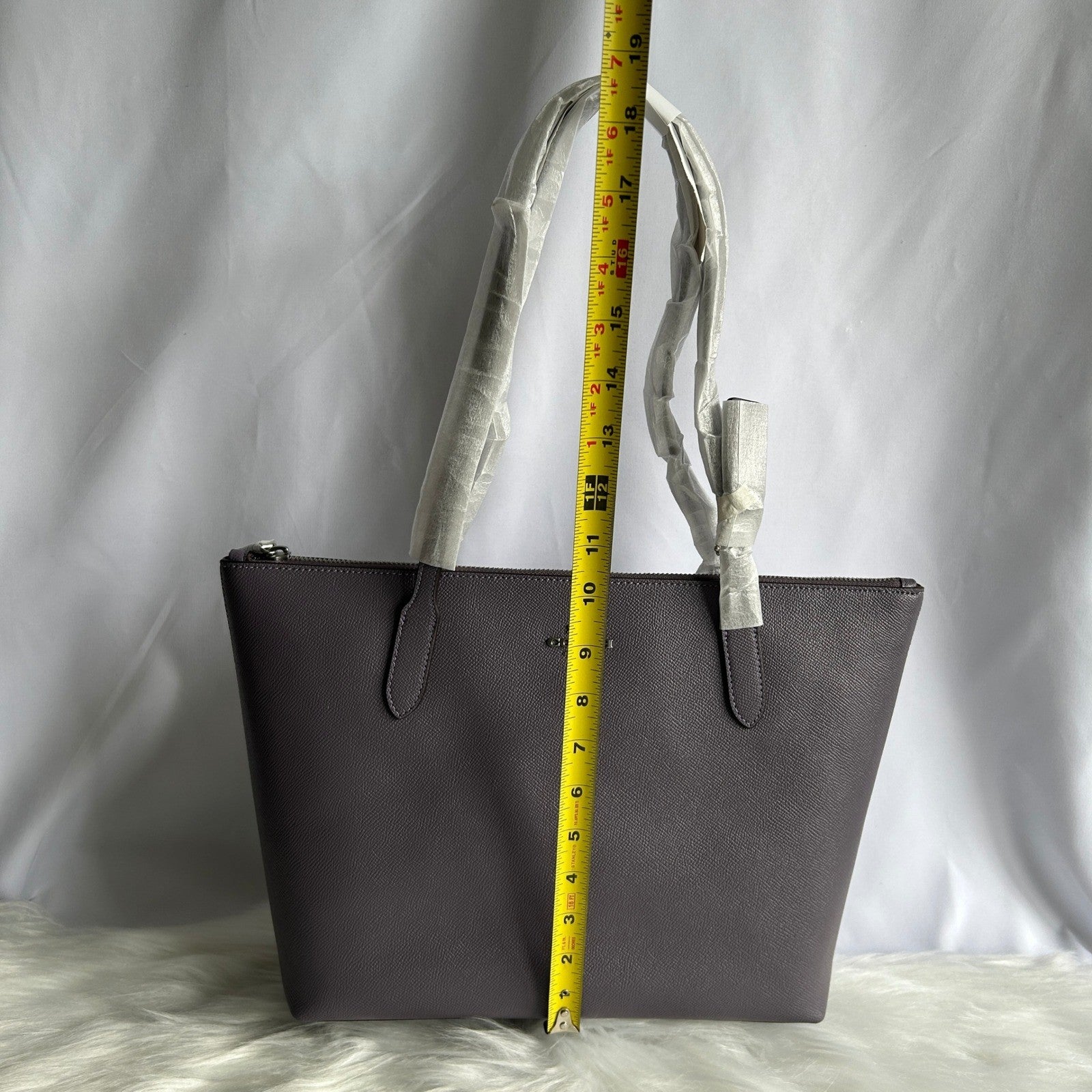 Coach Fiona Vintage Purple Crossgrain Leather Zip Tote Bag NEW 4454 CW395