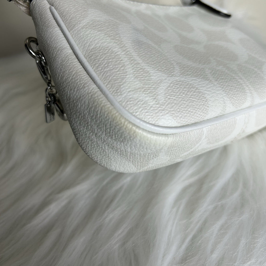 Coach Nolita 15 Mini Chalk White Signature Canvas Shoulder Bag Good