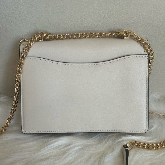 Coach Klare Chalk White Leather Signature Canvas Crossbody Bag 90400 Excellent