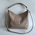 Coach Laurel Large Shoulder Bag Taupe Canvas Leather CAK92 Good