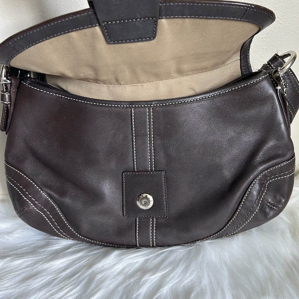 Coach Soho Flap Dark Brown Leather Shoulder Bag J0776-F10910 Excellent