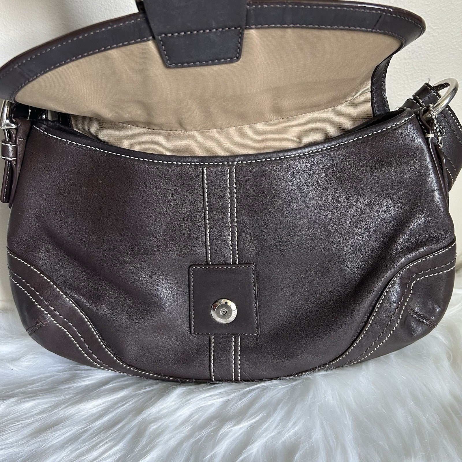 Coach Soho Flap Dark Brown Leather Shoulder Bag J0776-F10910 Excellent