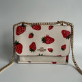 Coach Klare Crossbody Chalk White Strawberry Pebbled Leather Bag Excellent
